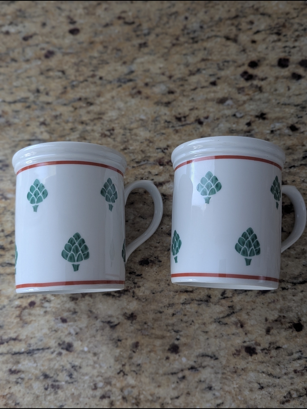 Rauschert Ceramic White Vegetable Motif Artichoke Mugs - Set of 2 - Picture 6 of 6